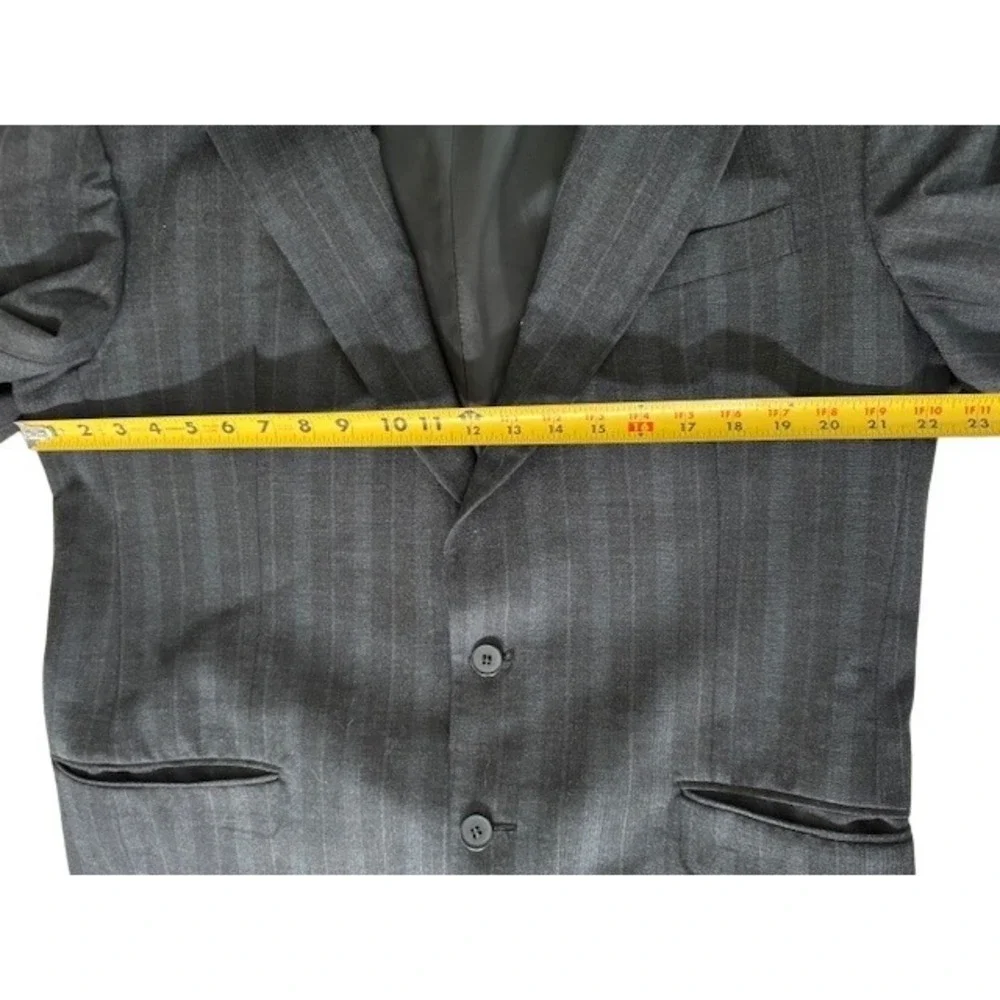 Henley by Par Tip Top Men's 100% Wool Gray Pinstripe Blazer‎ Suit Jacket